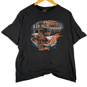 Harley Davidson Mens XL Black Eagle Motorcycles Graphic T Shirt Latus Motors